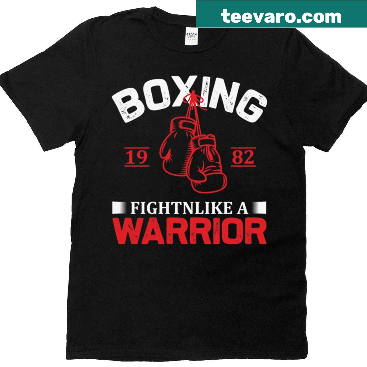 Inspirational boxing t-shirt with 'Fight Like A Warrior' text — on a men's t-shirt