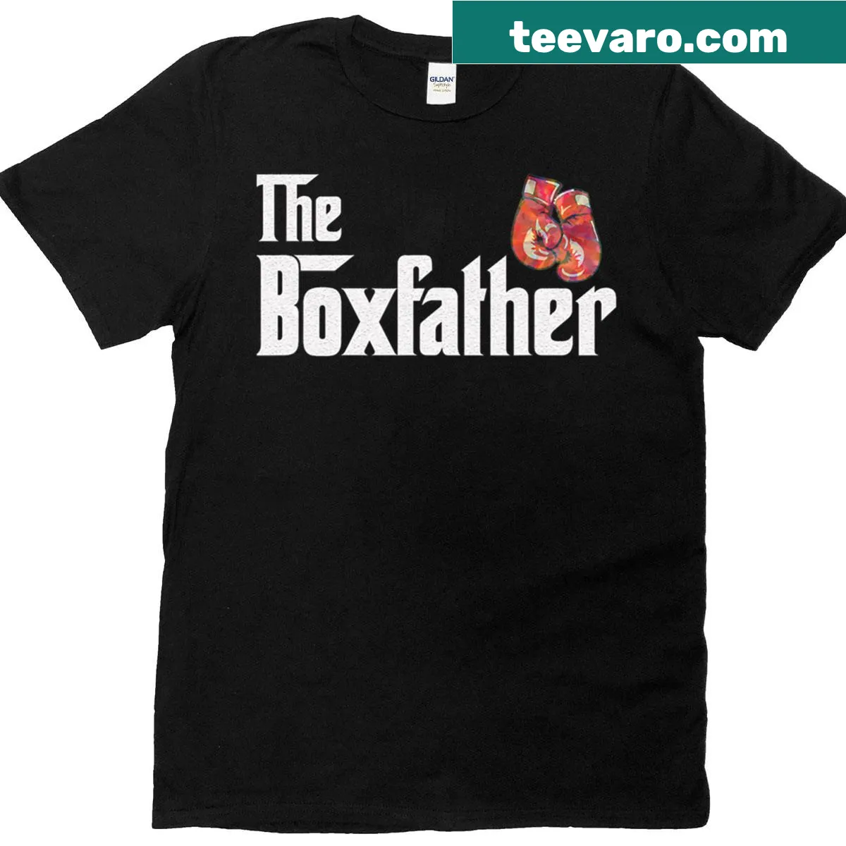 Boxfather T-shirt with boxing glove graphic and witty text — on a men's t-shirt