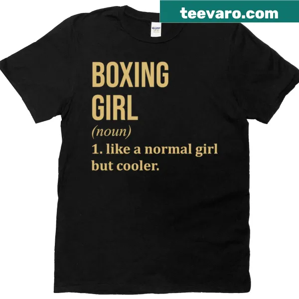 Definition of a boxing girl in gold text on T-shirt
