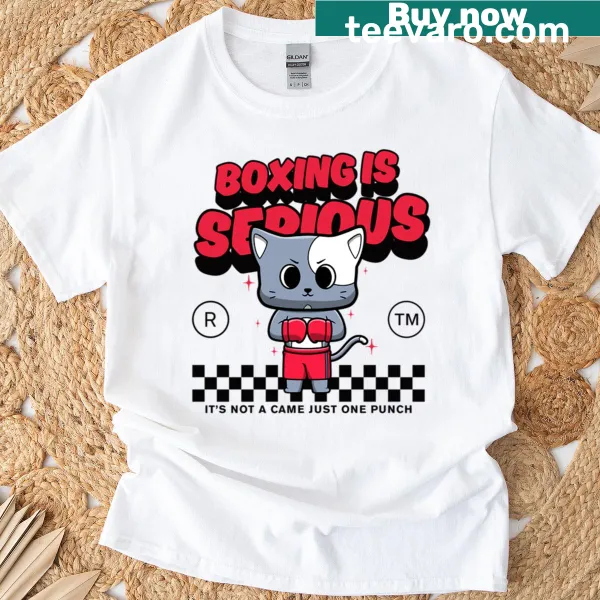 Bold typography t-shirt that says 'Boxing Is Serious'
