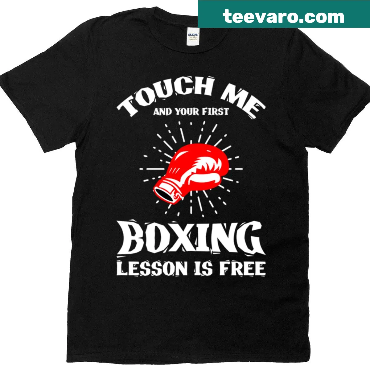 T-shirt stating Boxing Lesson Is Free, in bold typography — on a men's t-shirt