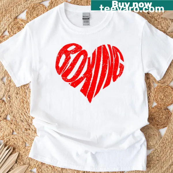 Funny boxing-themed birthday gift T-shirt with heart graphics