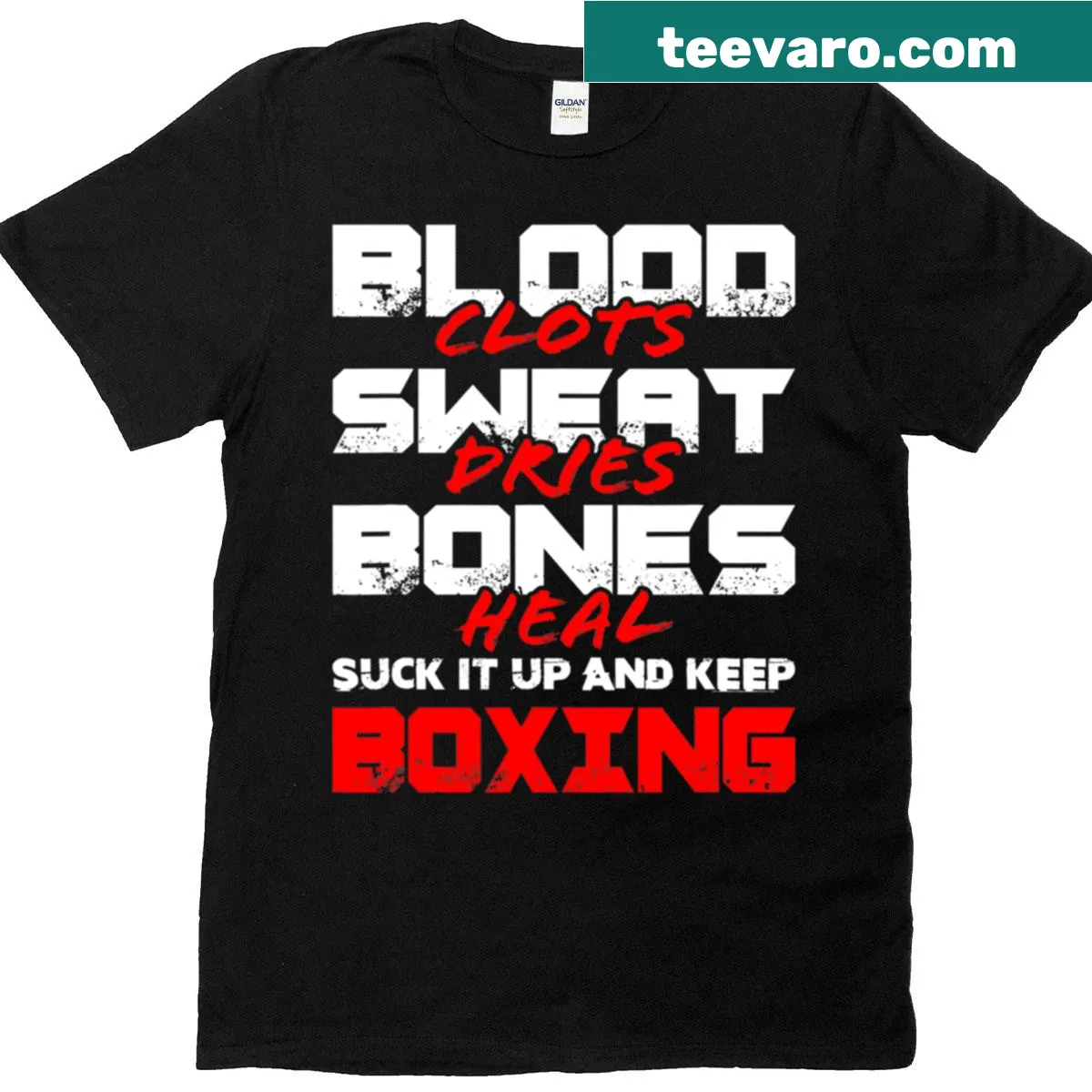 Motivational boxing t-shirt with the phrase 'Suck It Up And Keep Boxing.' — on a men's t-shirt