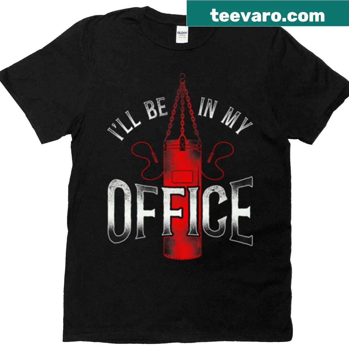 Funny vintage boxing t-shirt stating 'I’ll Be In My Office' with a distressed look. — on a men's t-shirt