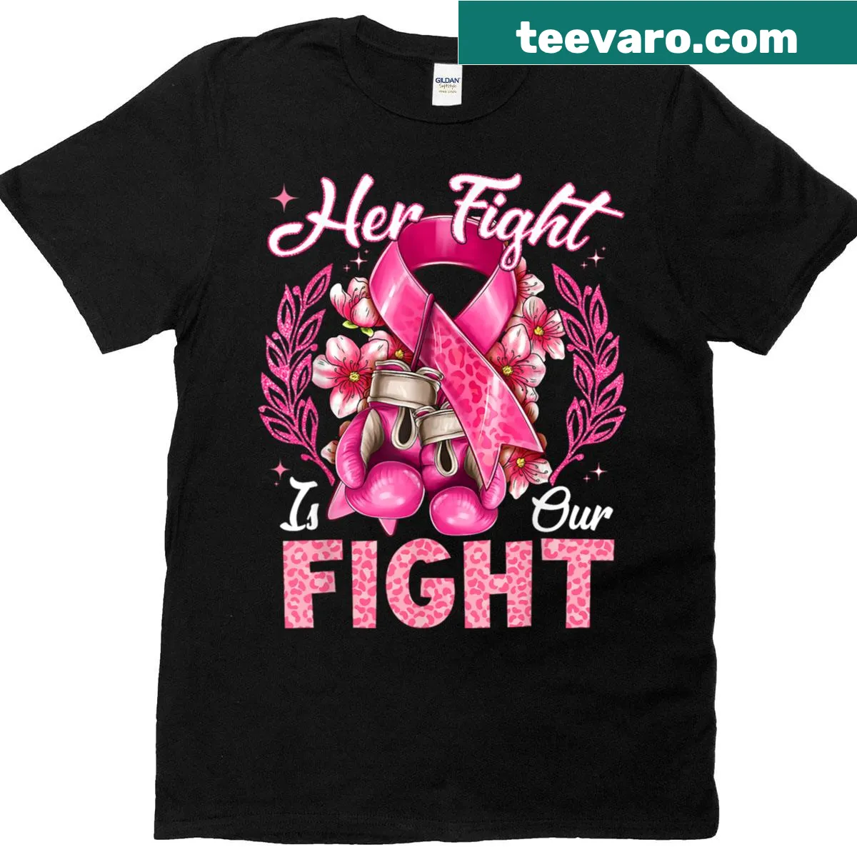 Breast cancer awareness T-shirt with boxing theme and empowering message — on a men's t-shirt
