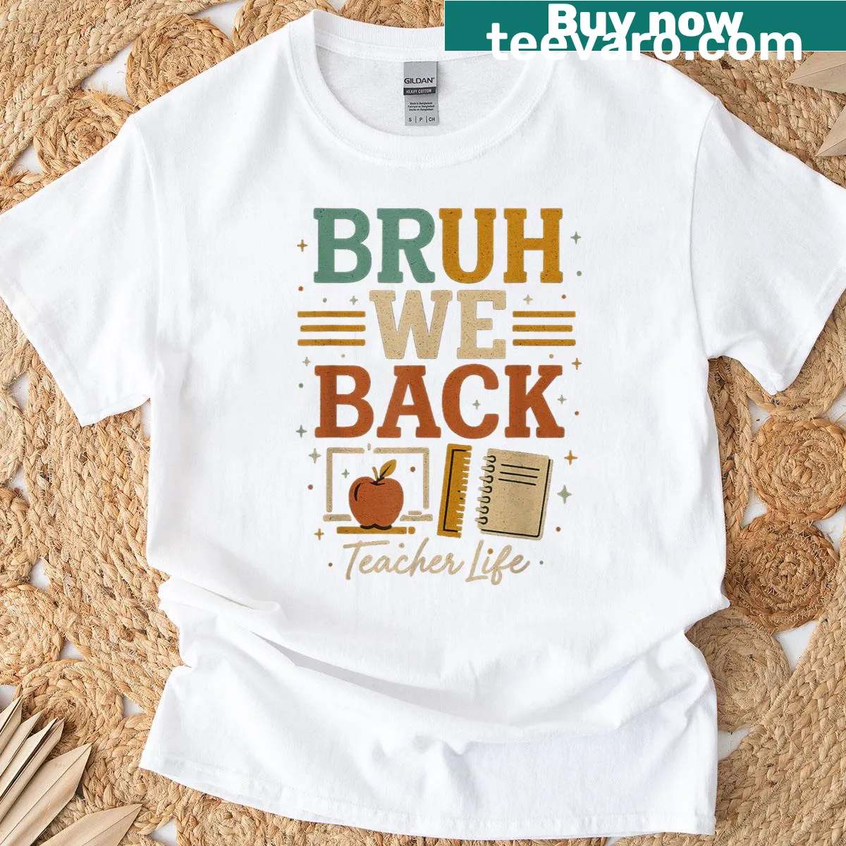 Humorous T-shirt for men featuring 'Bruh We Back' text — on a men's t-shirt