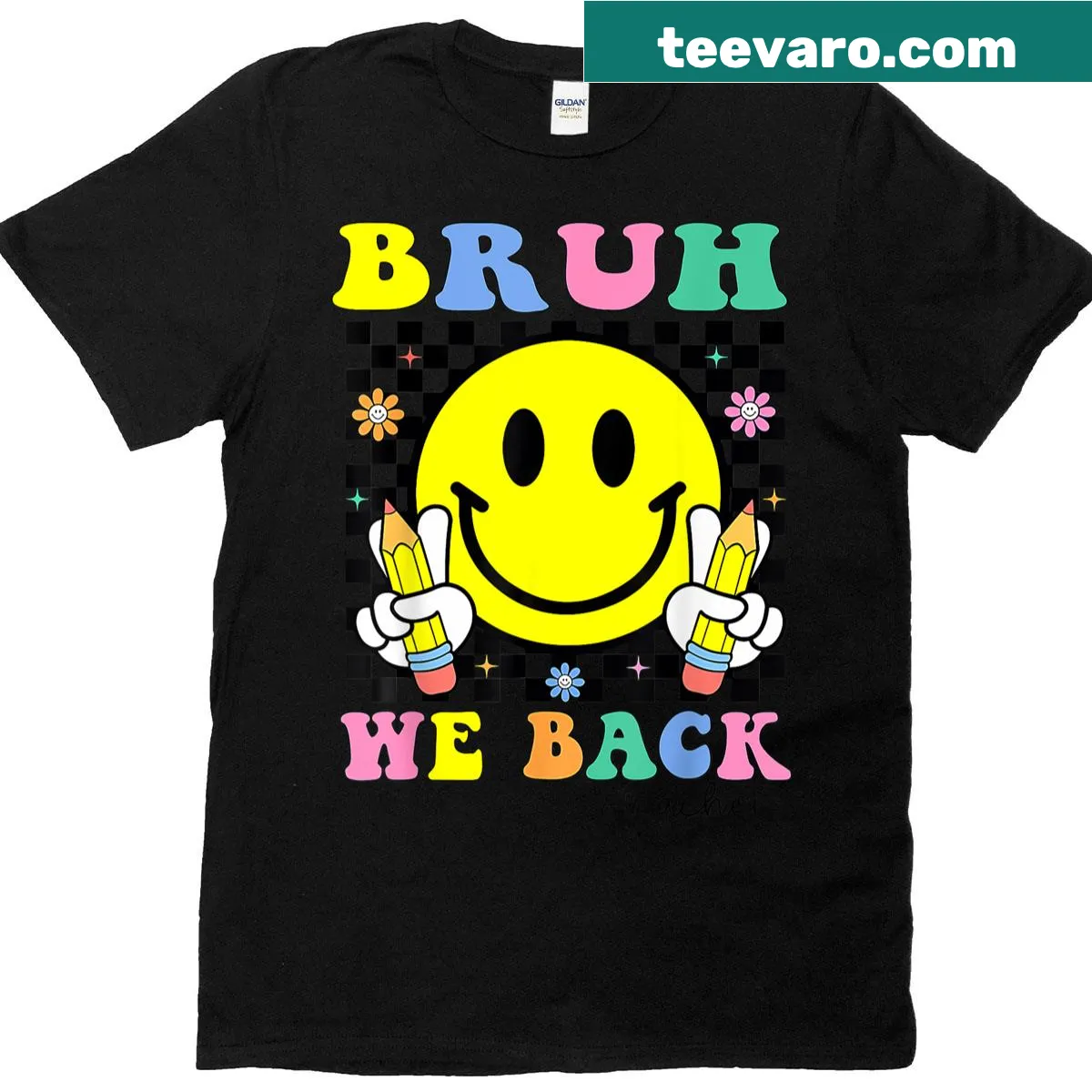 Retro T-shirt for kids with funny back to school text — on a men's t-shirt