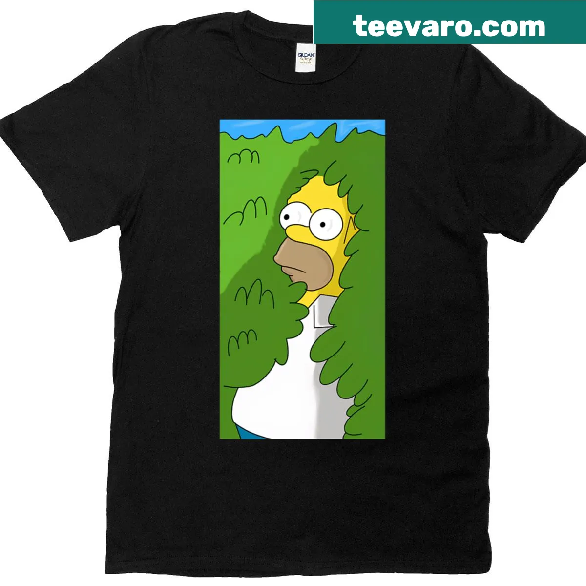 Humorous graphic of Bush Homer on a t-shirt — on a men's t-shirt