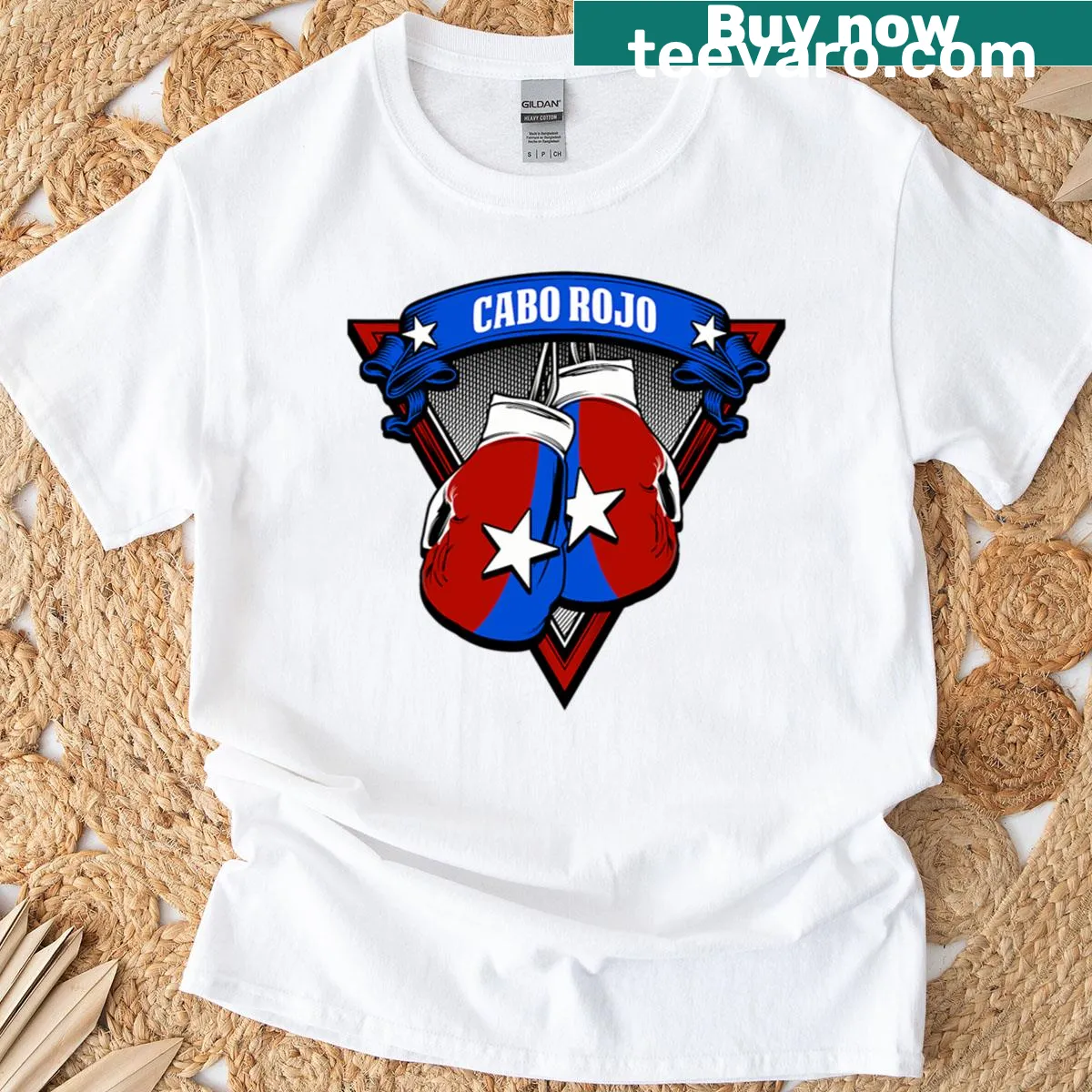 T-shirt featuring boxing gloves with 'Cabo Rojo' text. — on a men's t-shirt