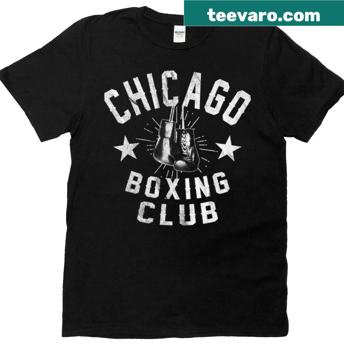 Vintage boxing club emblem on oversized T-shirt for sports fans — on a men's t-shirt