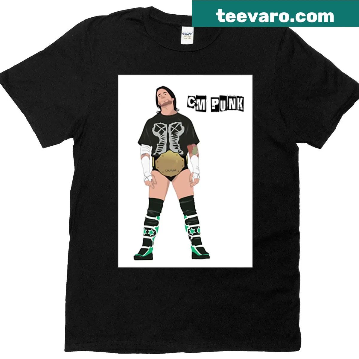 T-shirt showcasing CM Punk's name in bold typography — on a men's t-shirt