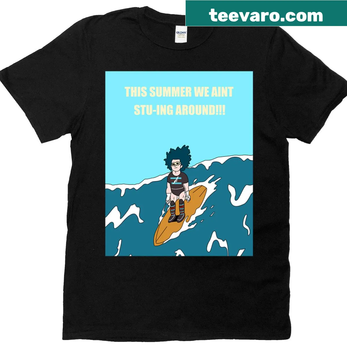 Premium t-shirt featuring an illustration of Cm Stu — on a men's t-shirt