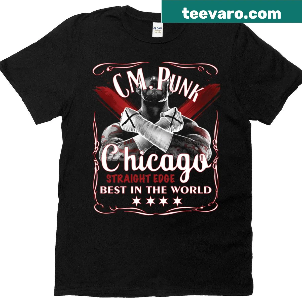 Graphic T-shirt with bold text celebrating Straight Edge lifestyle — on a men's t-shirt