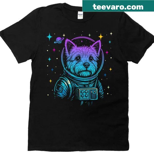 Illustration of a Norwich Terrier as an astronaut in space