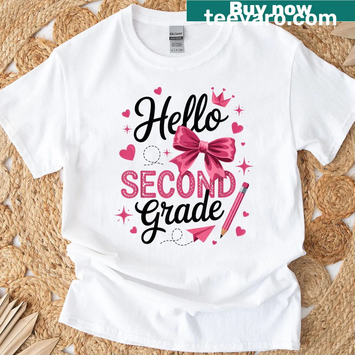 Cute t-shirt featuring a pencil and bow design for 2nd graders — on a men's t-shirt