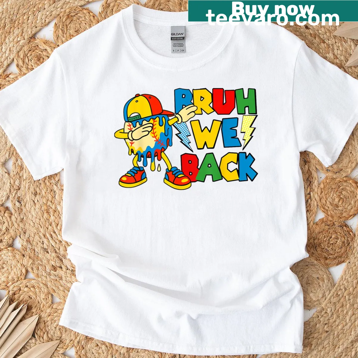 Dabbing ice cream cone and baseball graphic on youth t-shirt — on a men's t-shirt