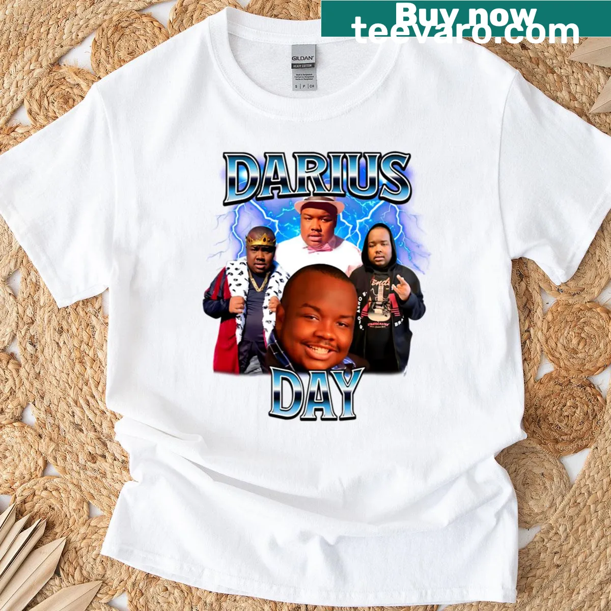 Darius Day meme graphic t-shirt with playful typography — on a men's t-shirt