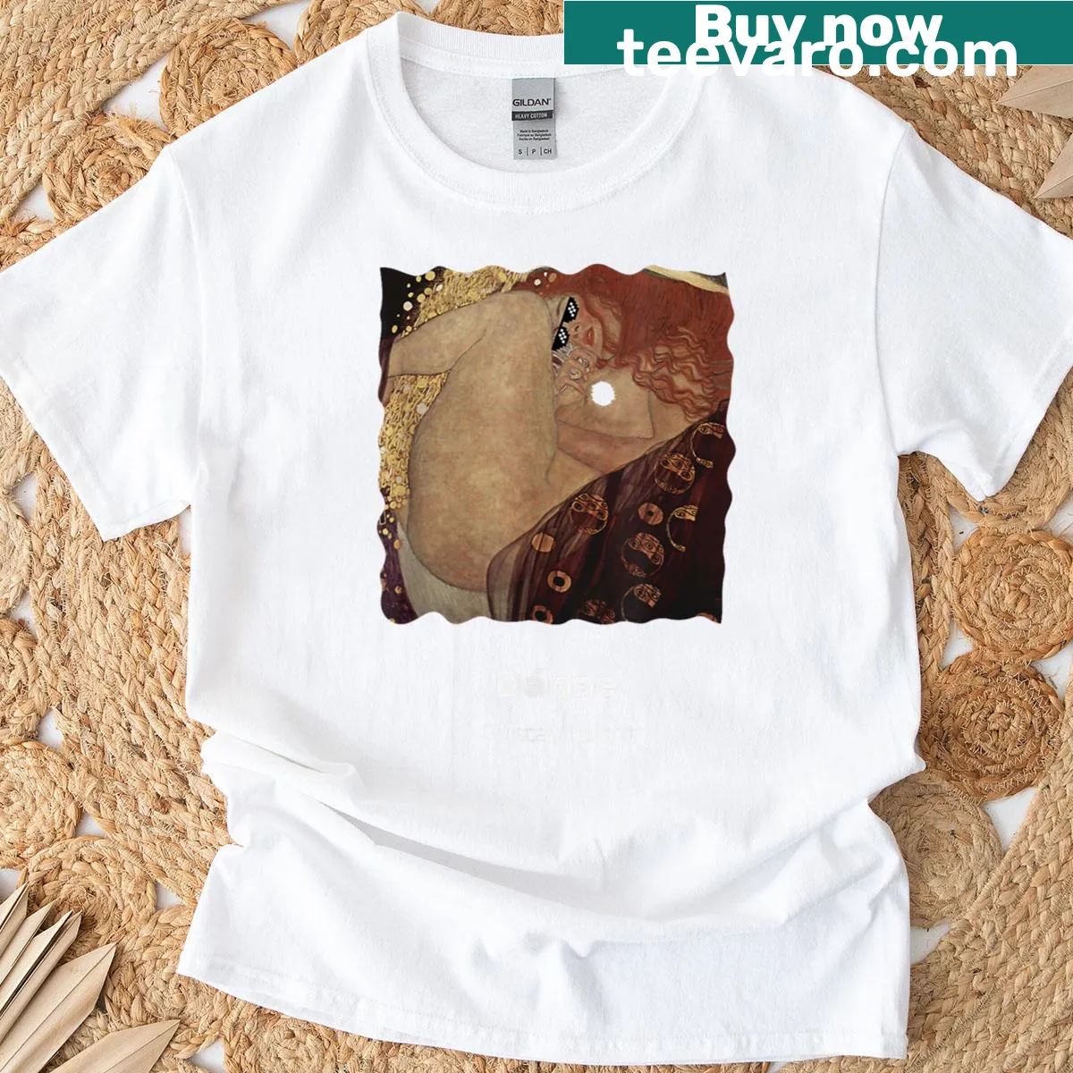 Humorous illustration of sunglasses with a Klimt art twist — on a men's t-shirt