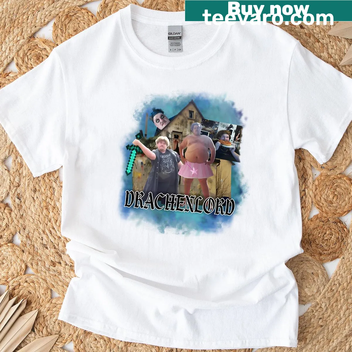 Drachenlord-themed graphic on a unique T-shirt — on a men's t-shirt