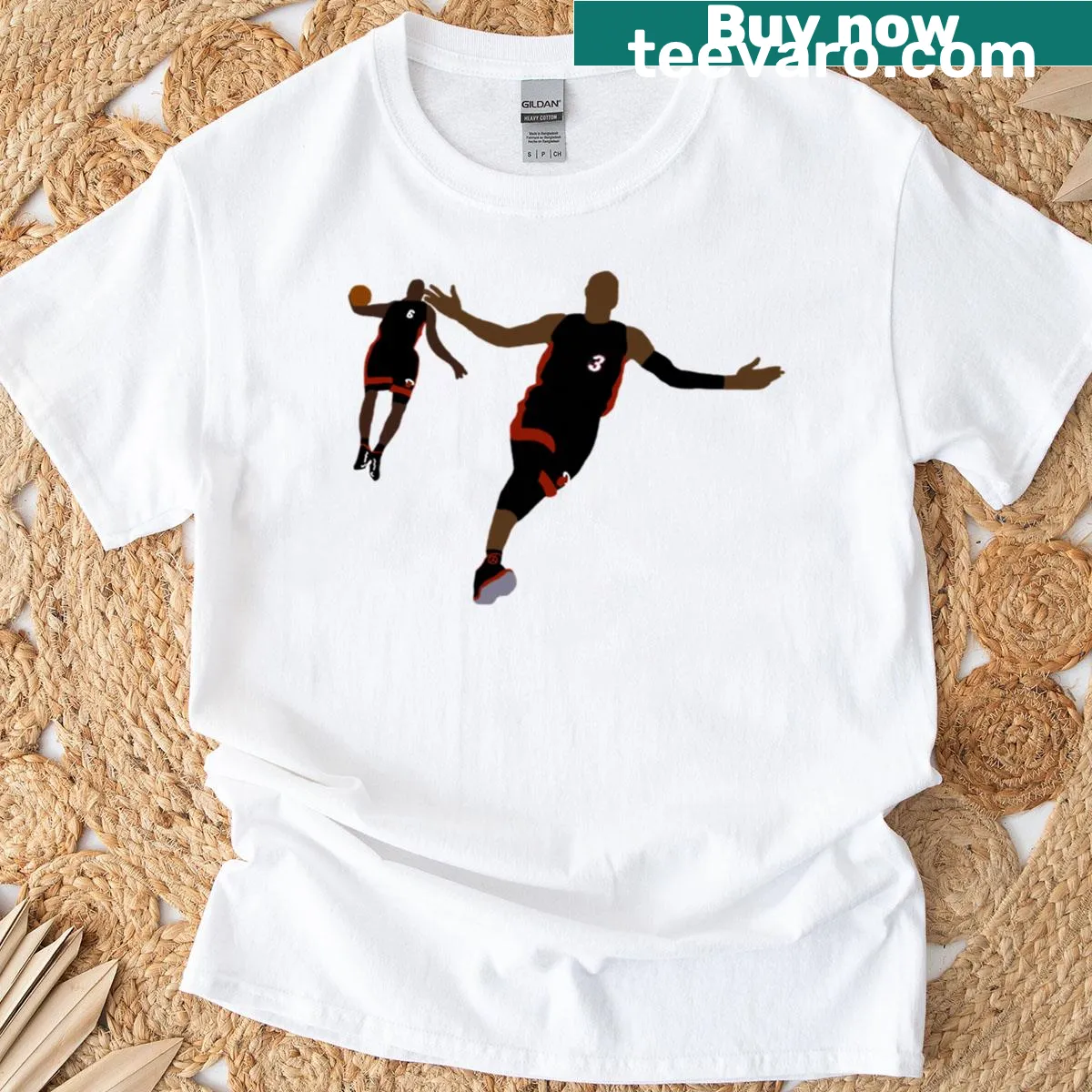 Graphic representing Dwyane Wade and LeBron James — on a men's t-shirt