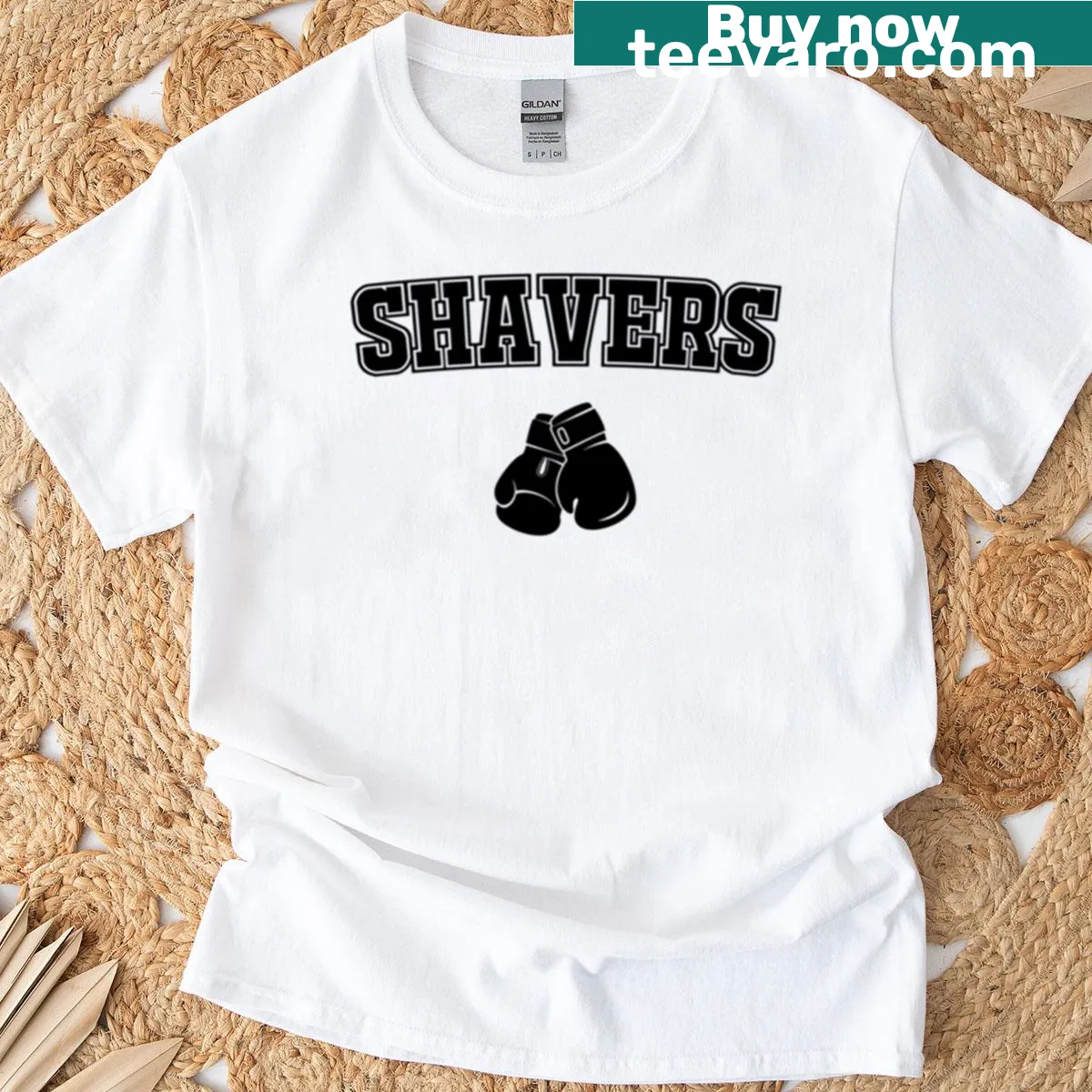 Illustration of boxing legend Earnie Shavers on a T-shirt — on a men's t-shirt