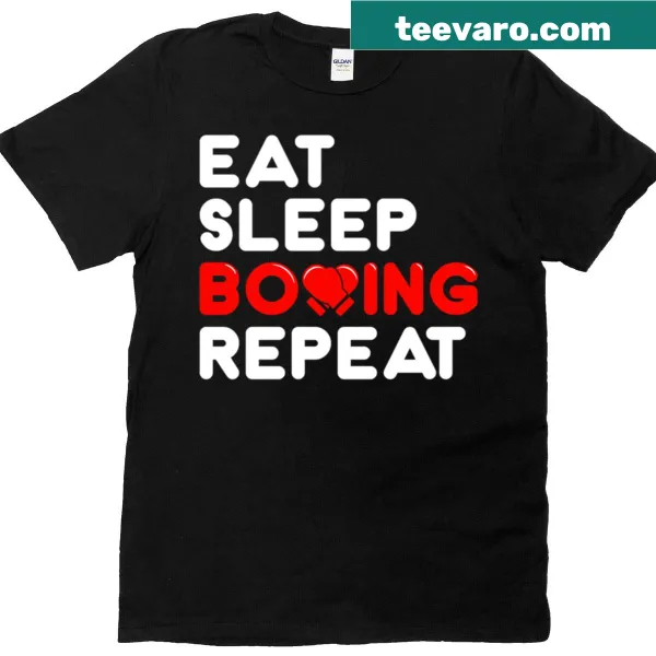 T-shirt with bold 'Eat Sleep Boxing Repeat' typography design