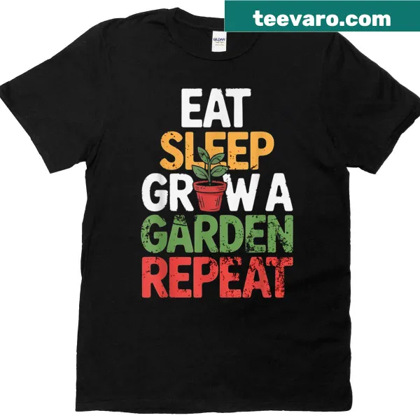 Gardening-themed T-shirt with illustration and text about growing a garden