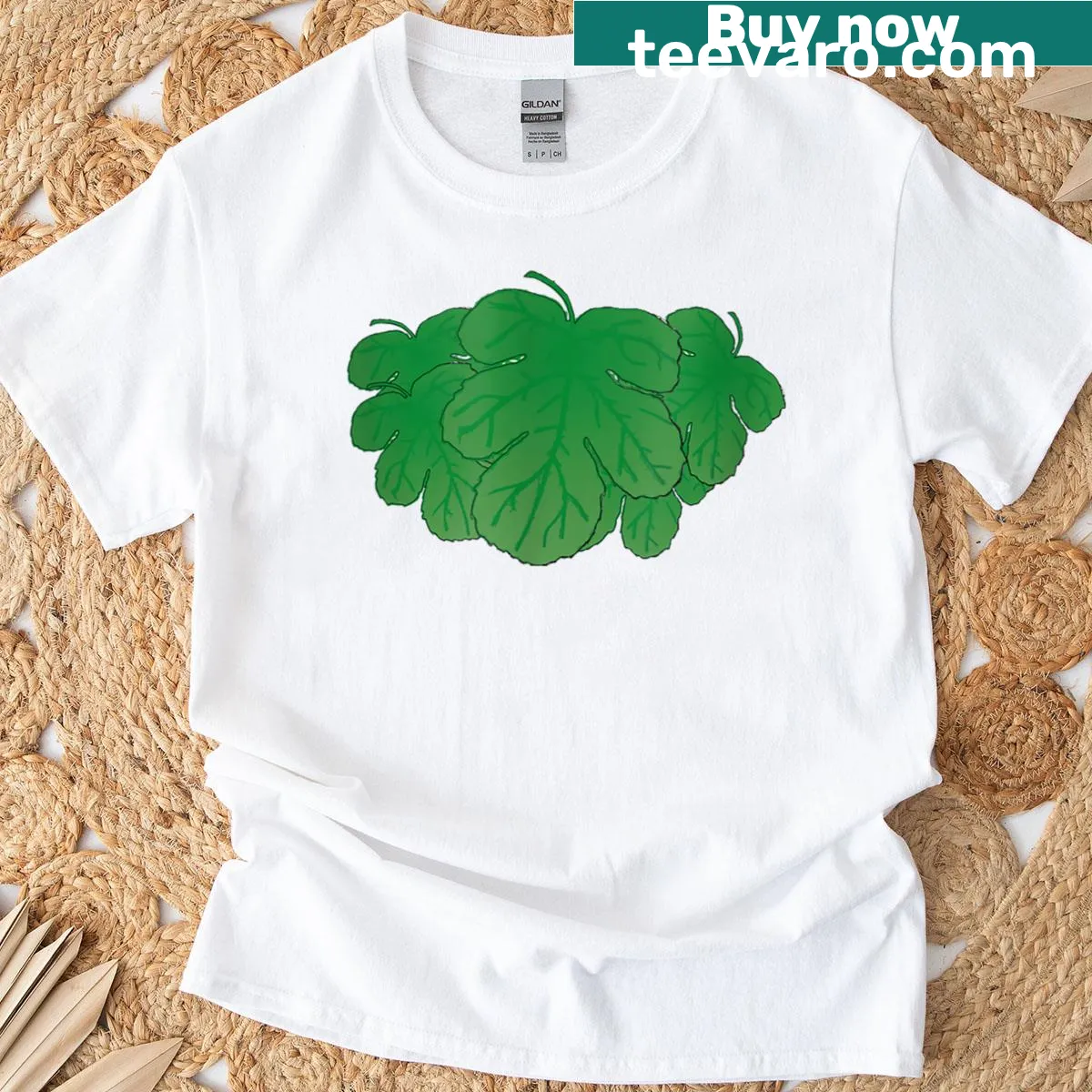 Matching Adam and Eve Halloween T-shirts with whimsical illustrations — on a men's t-shirt