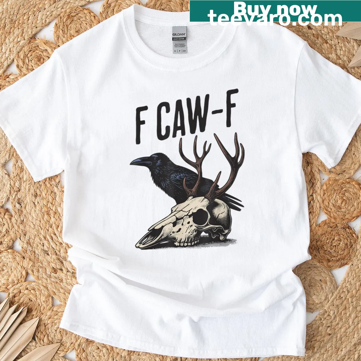 Humorous t-shirt with the phrase 'F Caw F Crow' — on a men's t-shirt