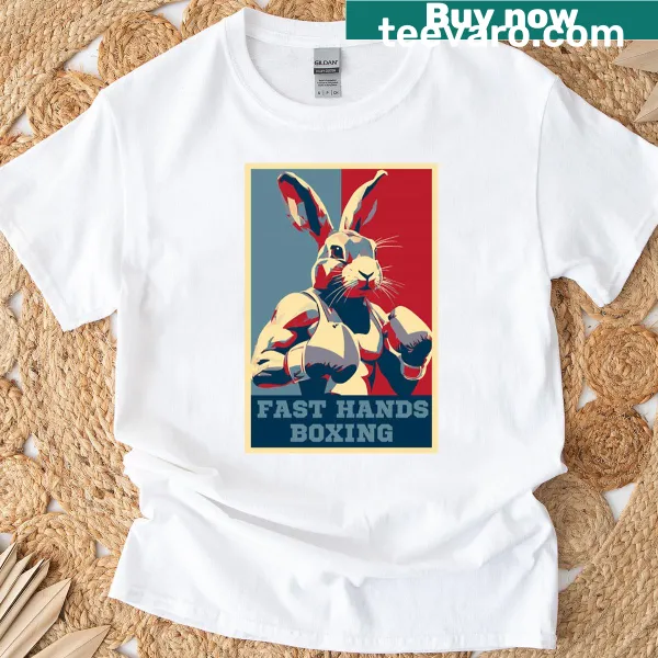 Illustrative T-shirt featuring a rabbit symbolizing boxing speed