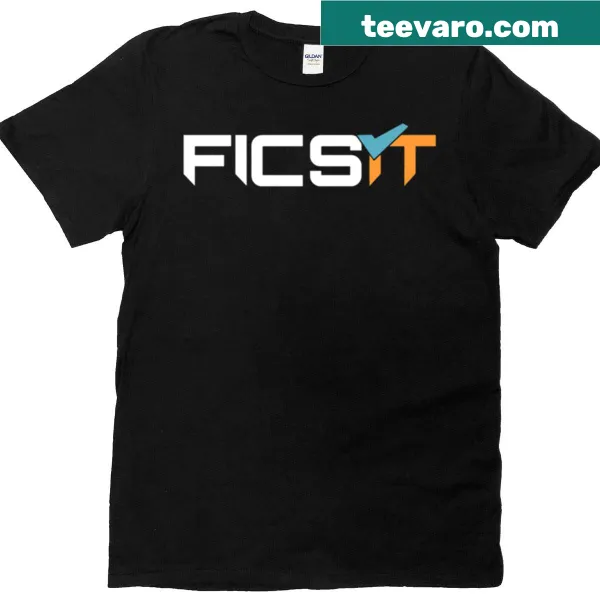 Ficsit Satisfactory logo T-shirt featuring a typography design