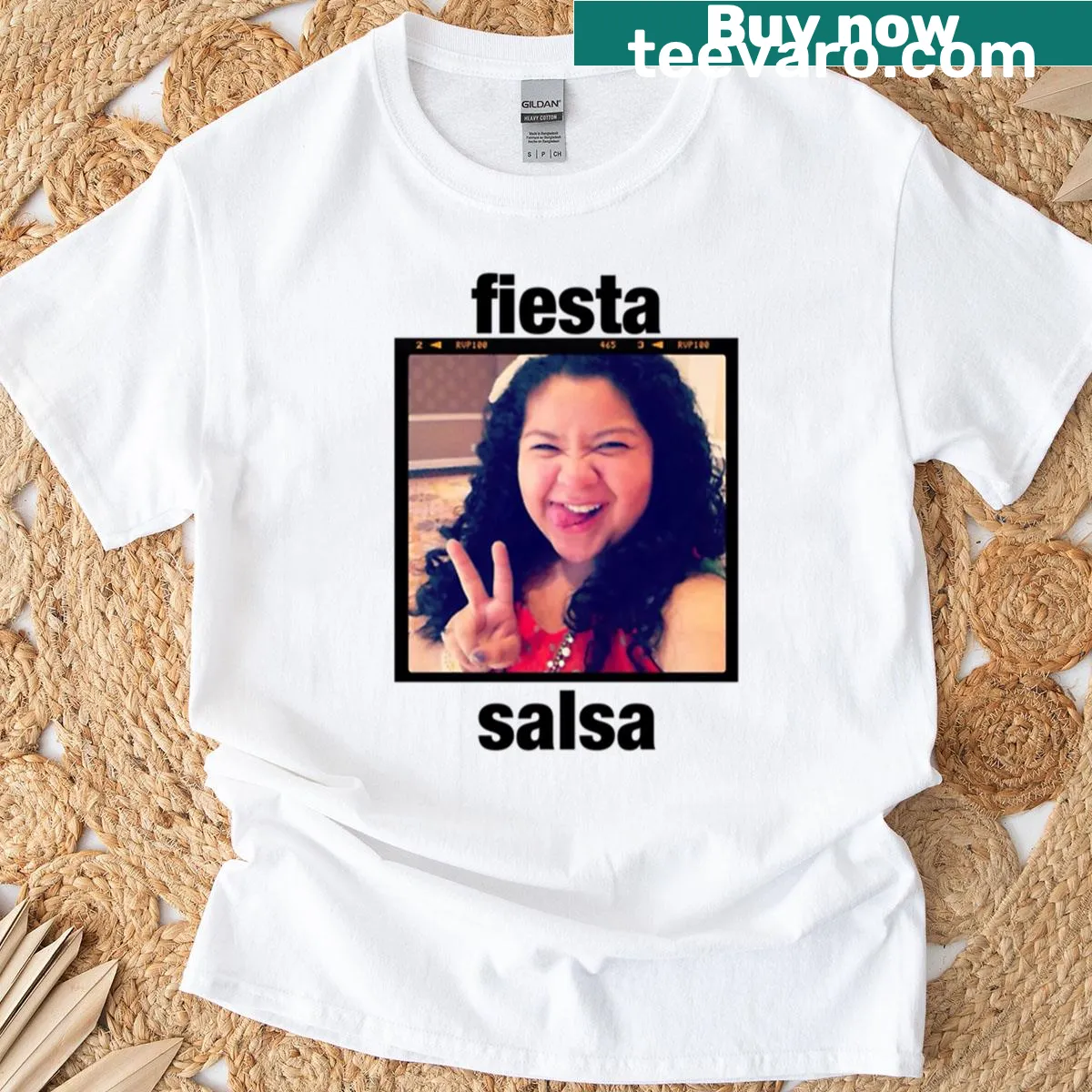 Raini Rodriguez salsa graphic t-shirt — on a men's t-shirt