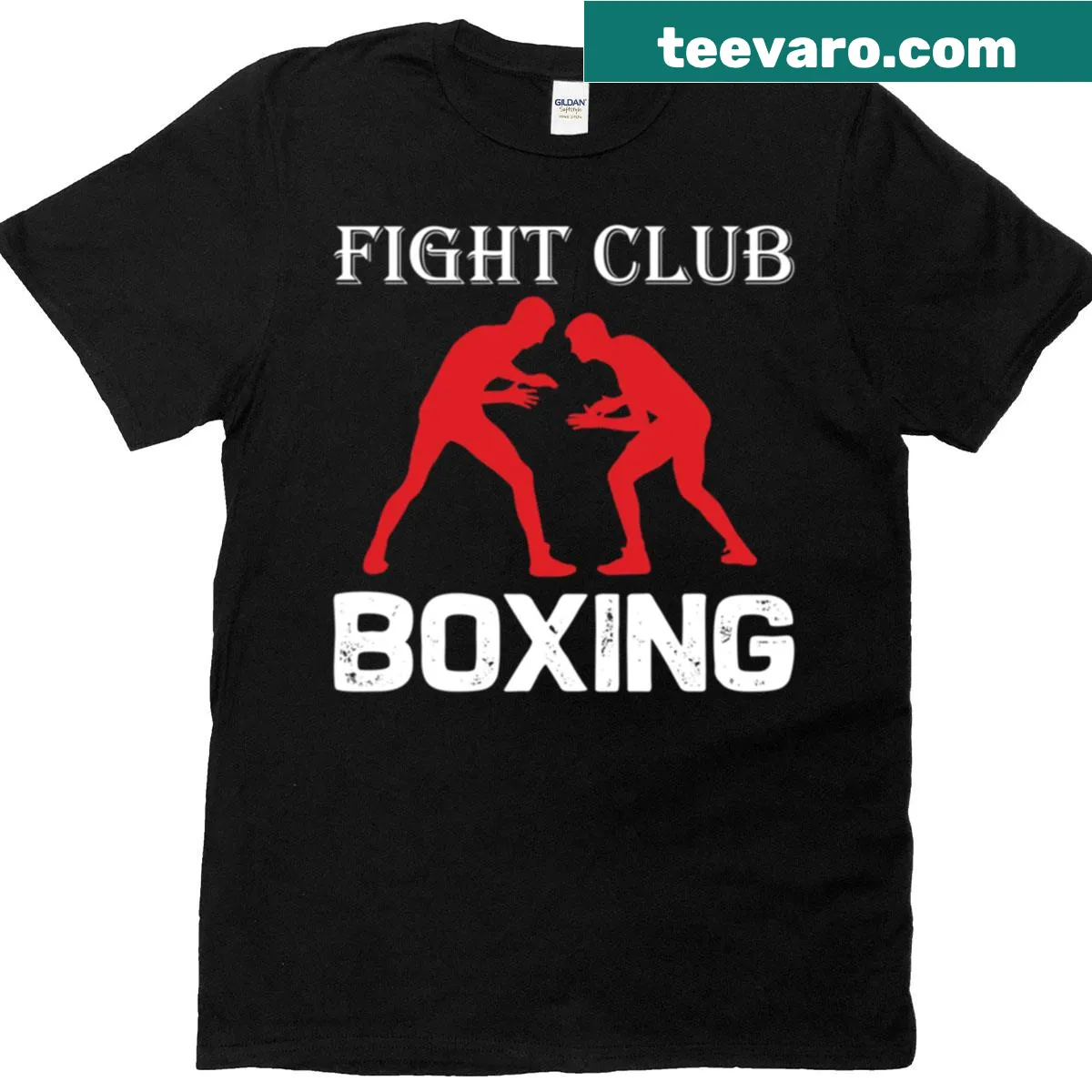 Boxing-themed T-shirt featuring bold text about Fight Club — on a men's t-shirt
