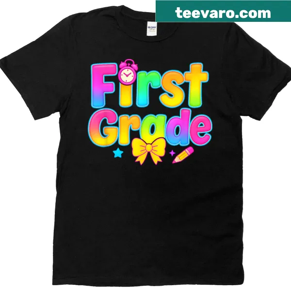 Cute t-shirt for first graders with preppy style graphics.