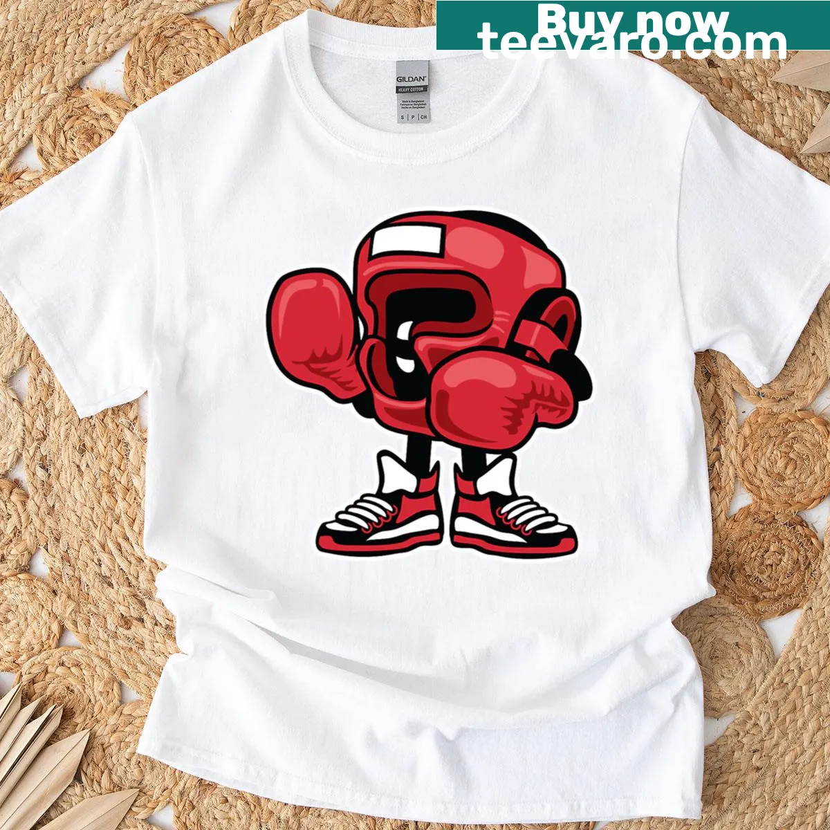 Funny boxing themed T-shirt for kids, featuring playful design. — on a men's t-shirt