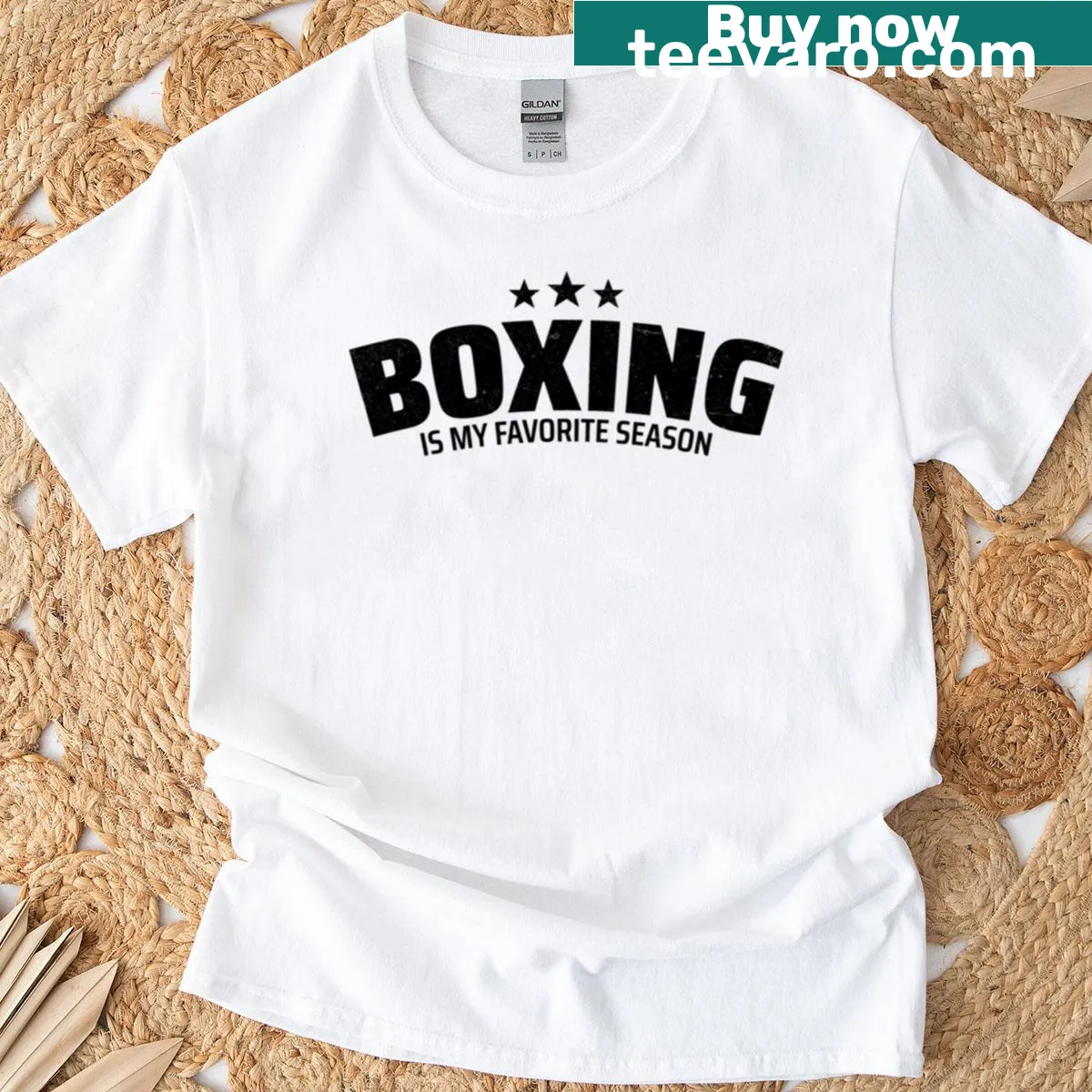 T-shirt featuring a humorous boxing quote. — on a men's t-shirt