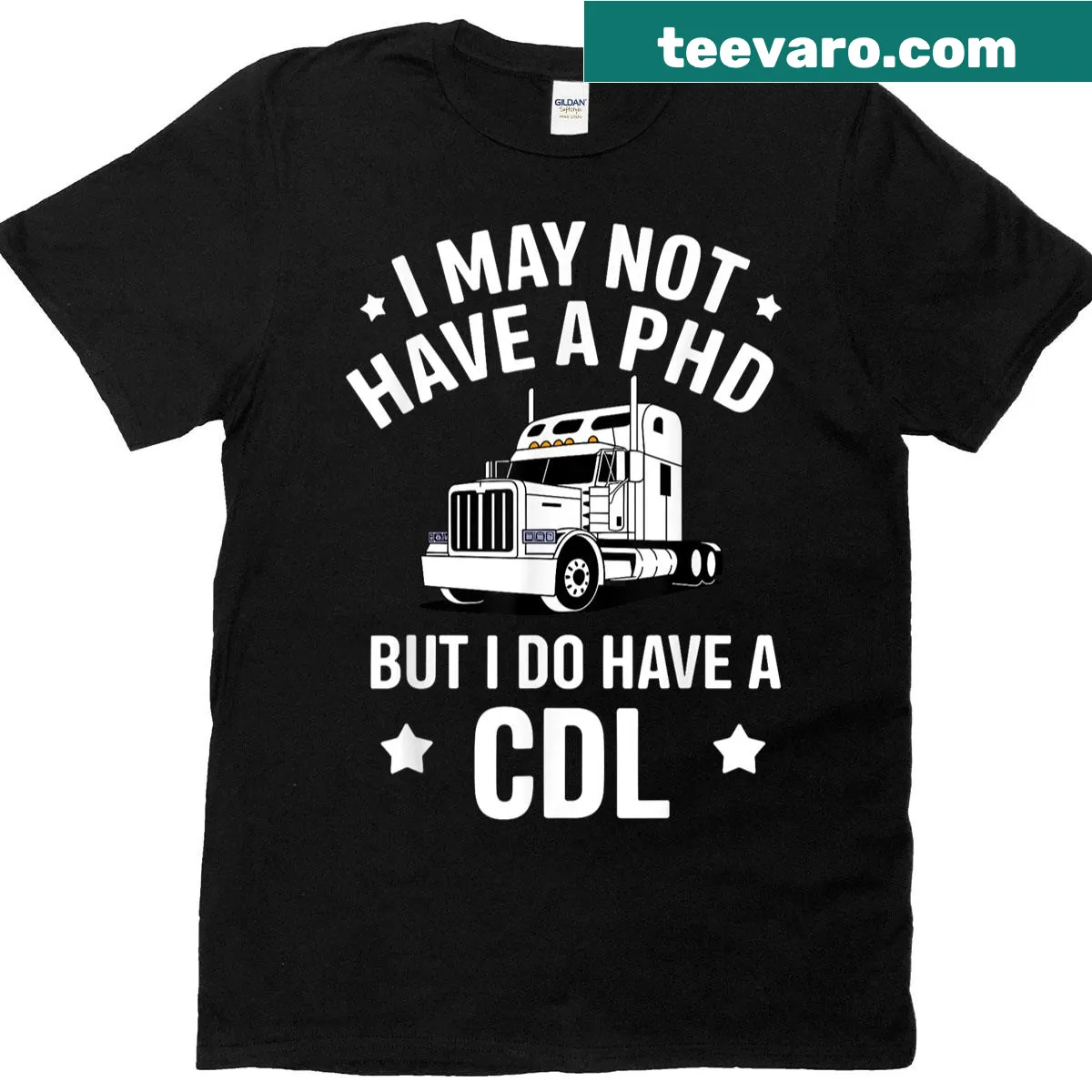 Humorous CDL trucker design T-shirt — on a men's t-shirt