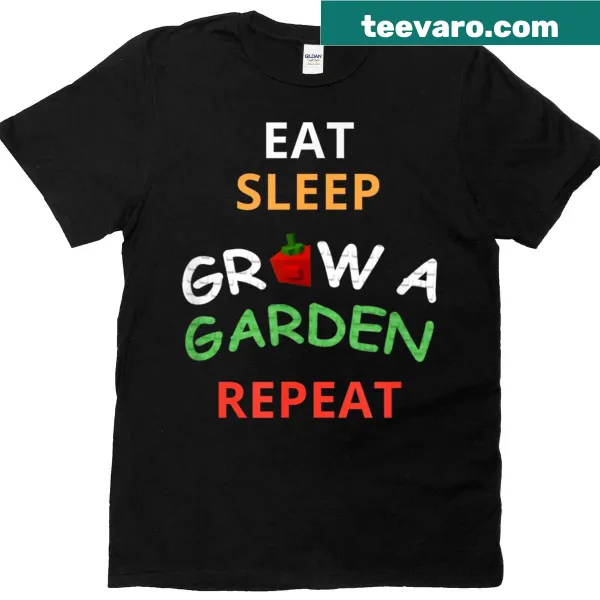 Playful gamer-themed T-shirt with gardening routine in fun typography