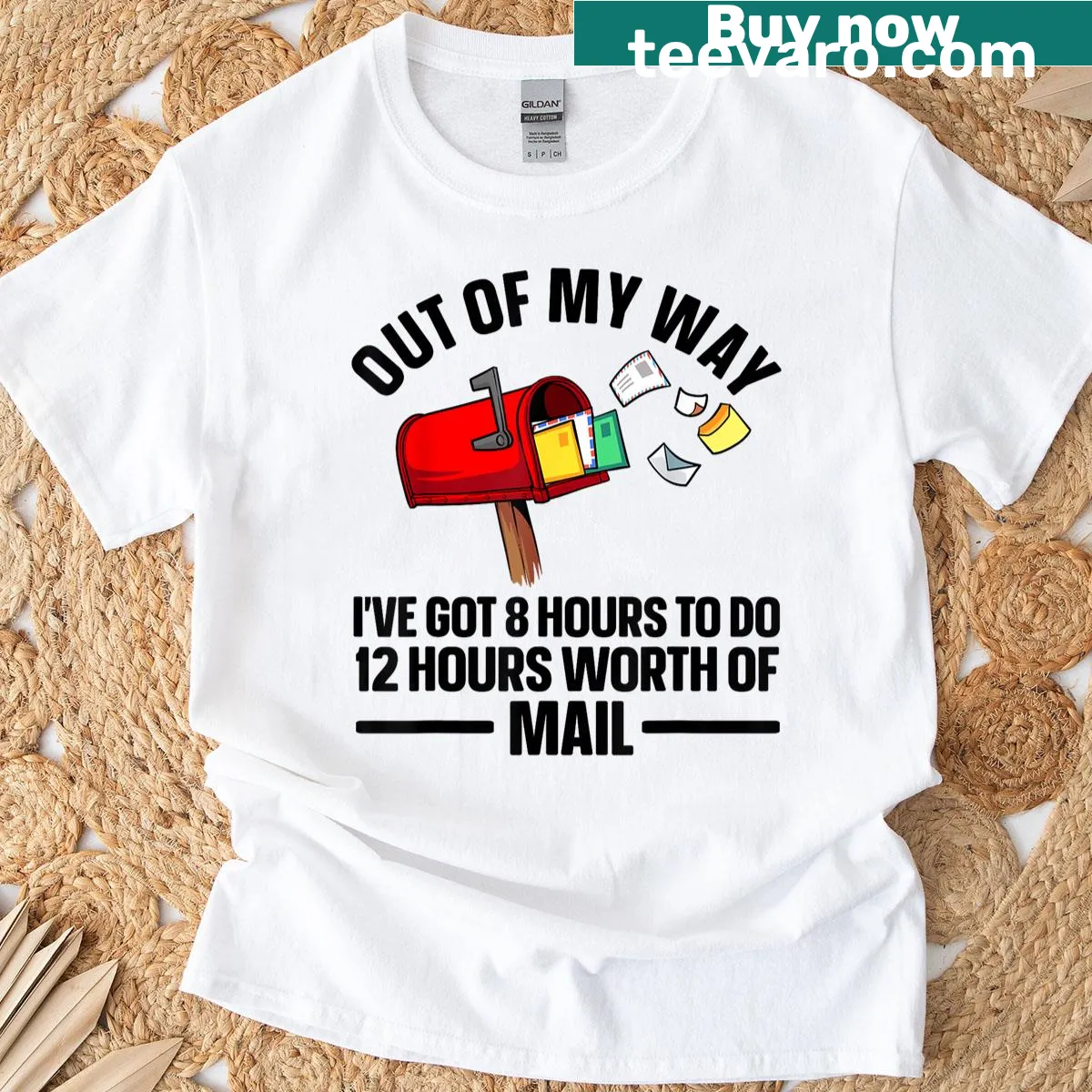 Humorous t-shirt celebrating postal workers and mail carriers — on a men's t-shirt