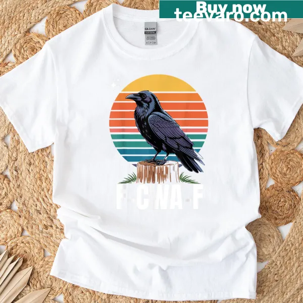 Funny T-shirt featuring a retro-style crow graphic