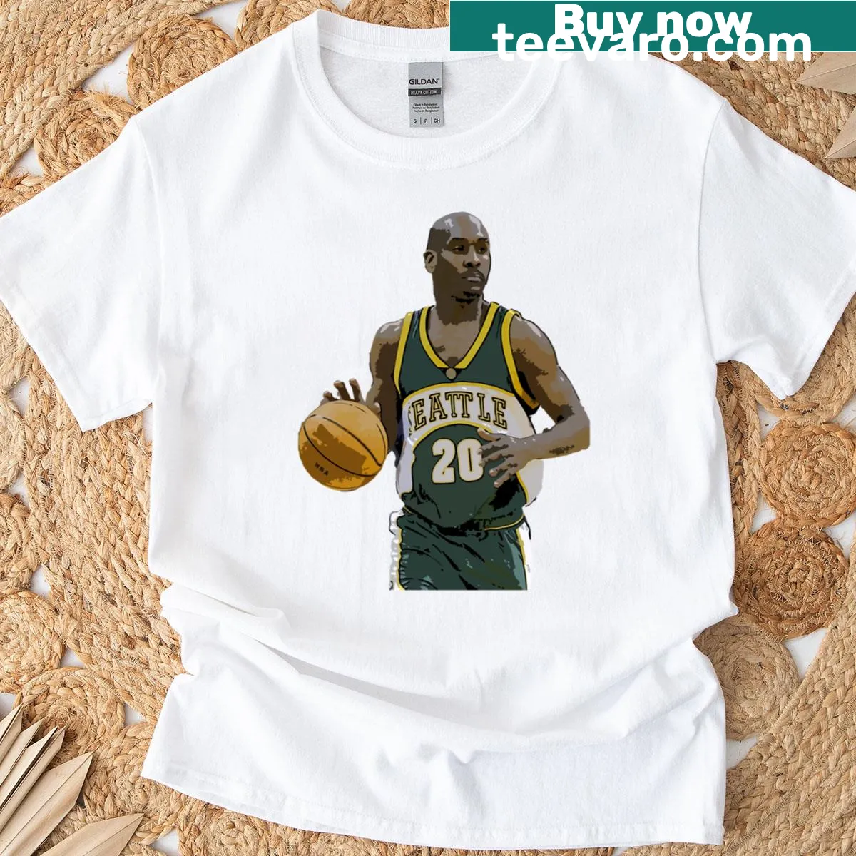 Graphic tee featuring Gary Payton's name in bold lettering — on a men's t-shirt
