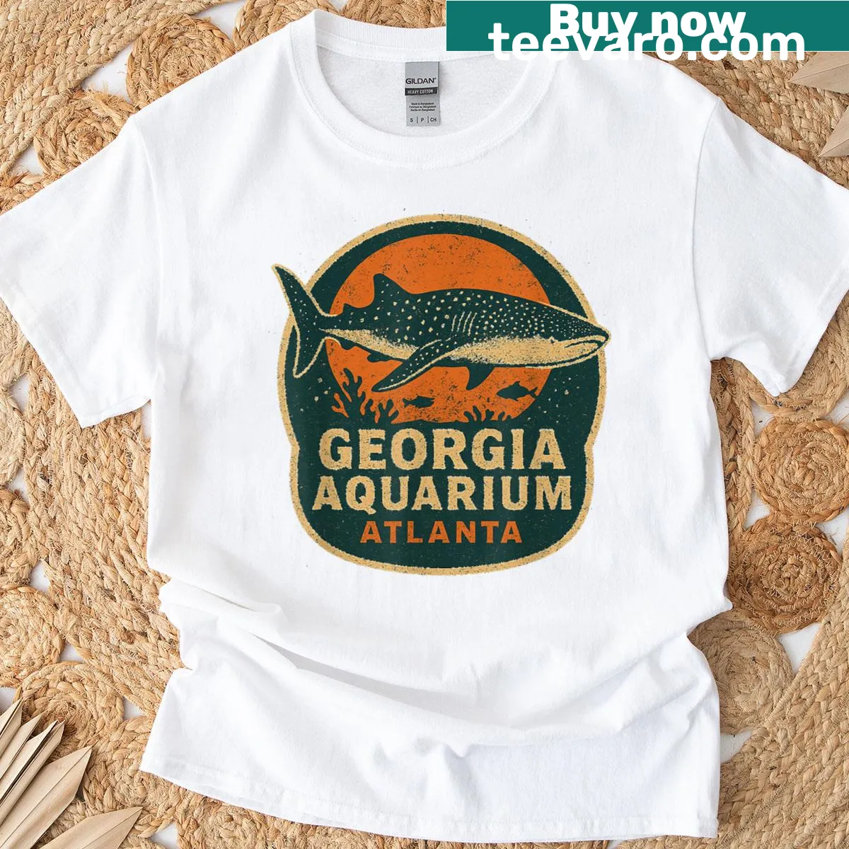 Retro t-shirt featuring a whale shark graphic for ocean lovers. — on a men's t-shirt