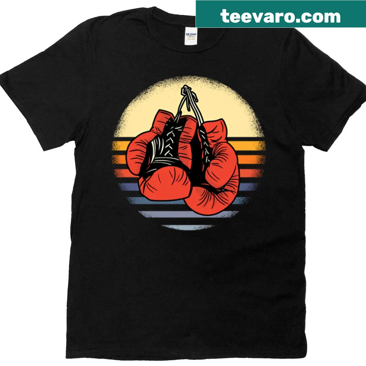 Vintage oversized T-shirt featuring boxing gloves design — on a men's t-shirt