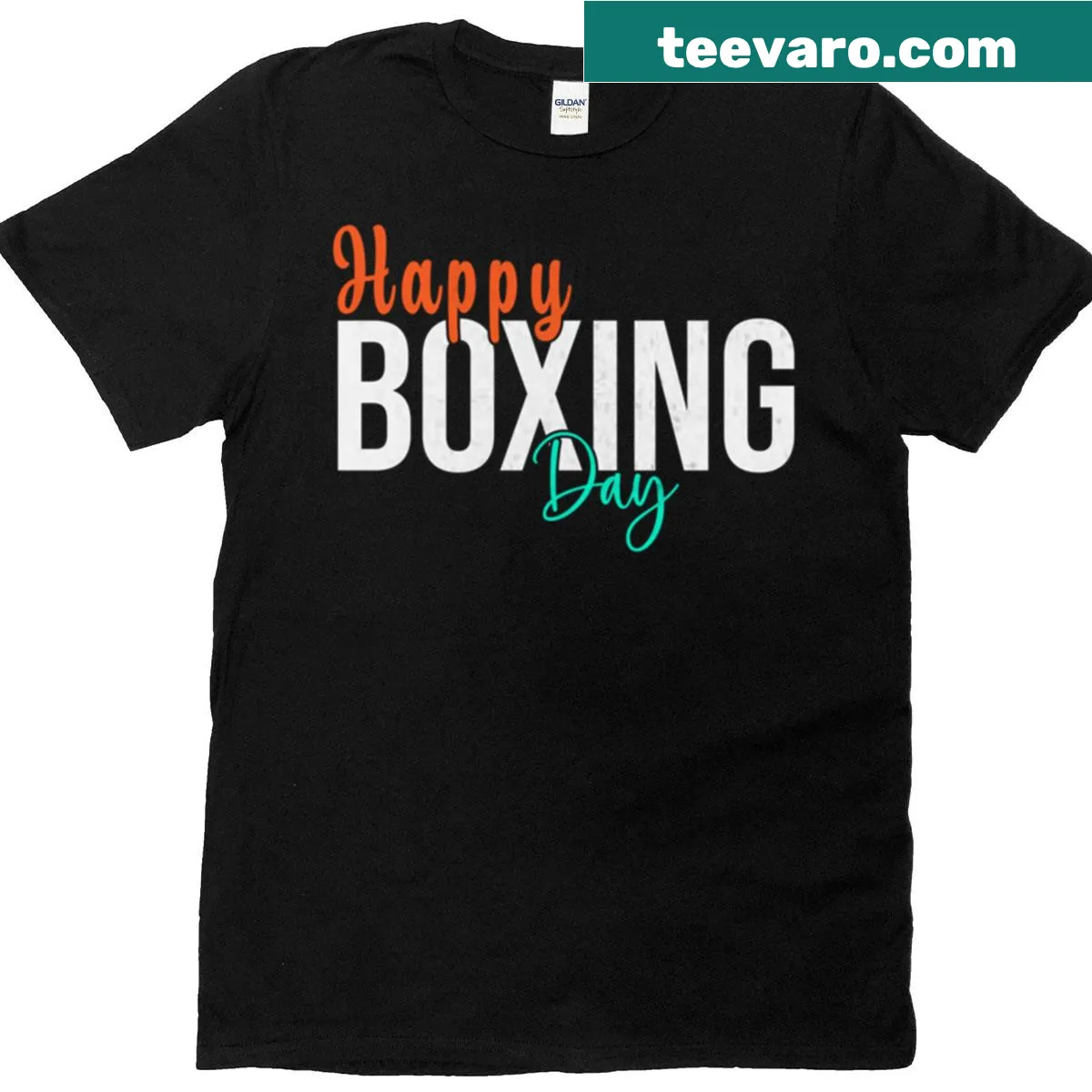 Funny Boxing Day t-shirt with cheerful text design. — on a men's t-shirt