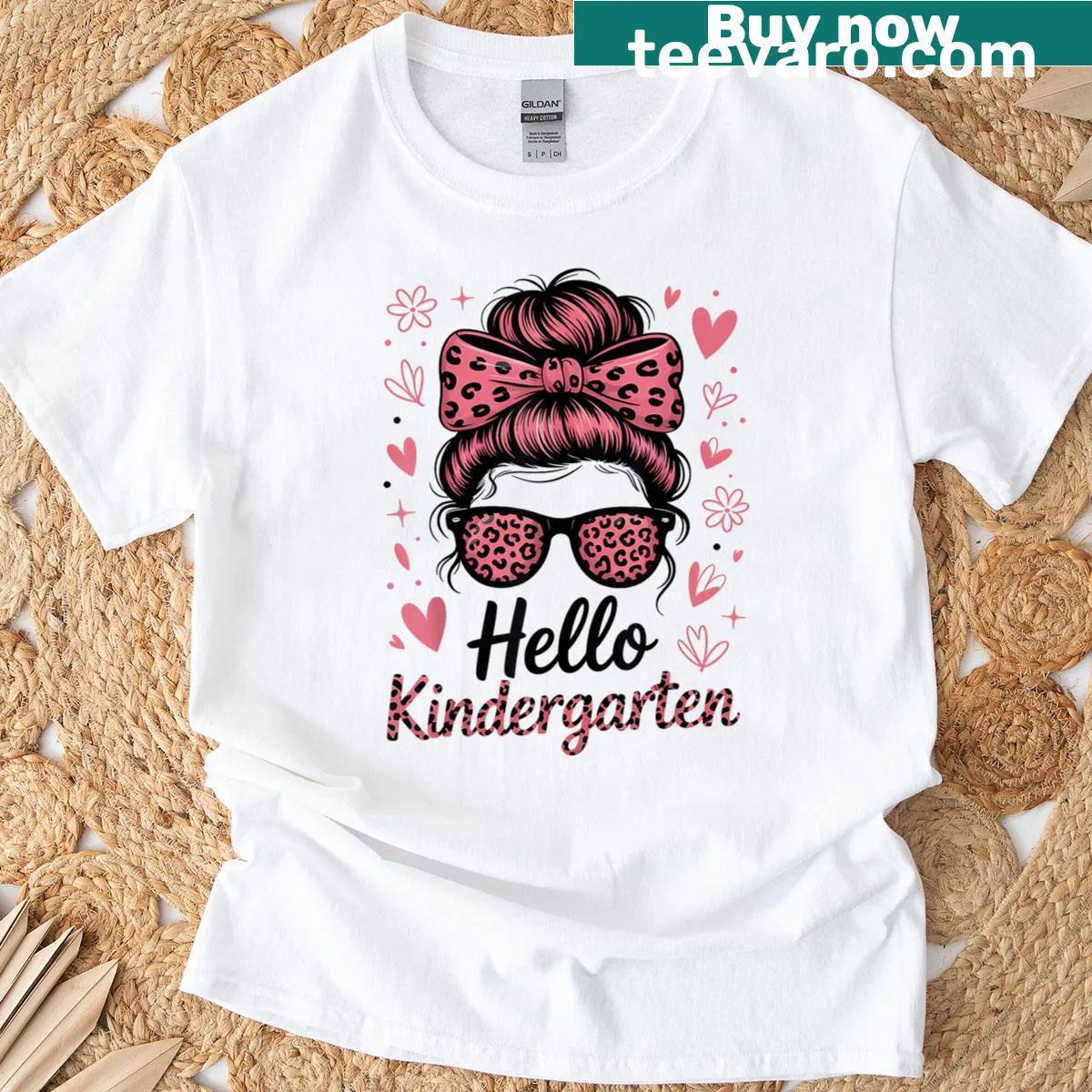 Cute t-shirt for teachers with a messy bun graphic for back-to-school. — on a men's t-shirt