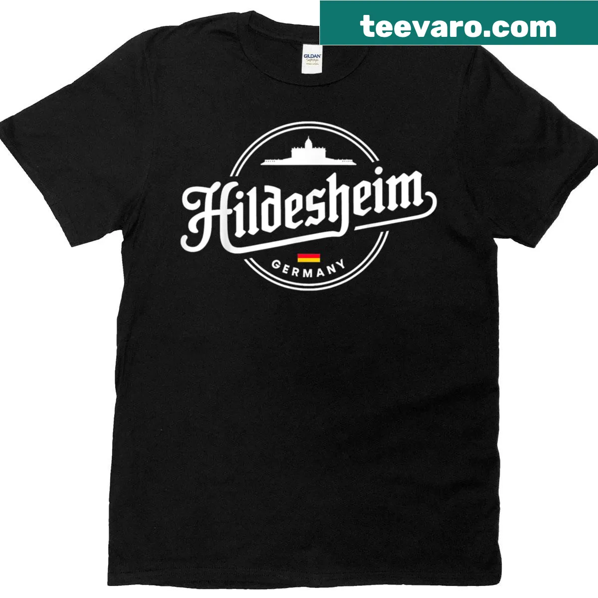 Vintage emblem of Hildesheim, Germany, featured on a T-shirt — on a men's t-shirt