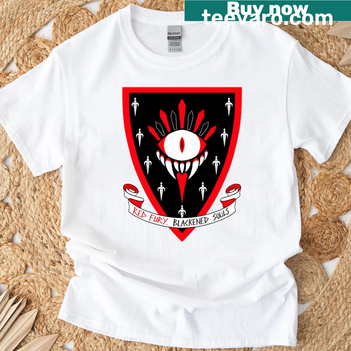 Oversized T-shirt featuring illustration of House Baelor — on a men's t-shirt
