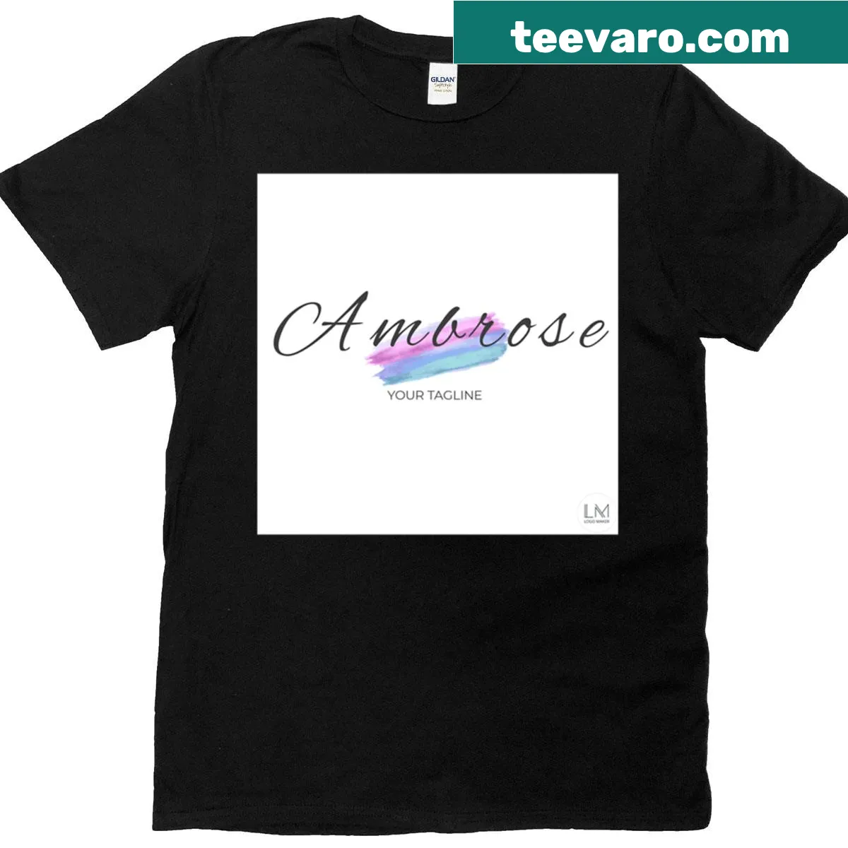 Text 'I Designing Ambrose In Redbubble' on an oversized t-shirt — on a men's t-shirt