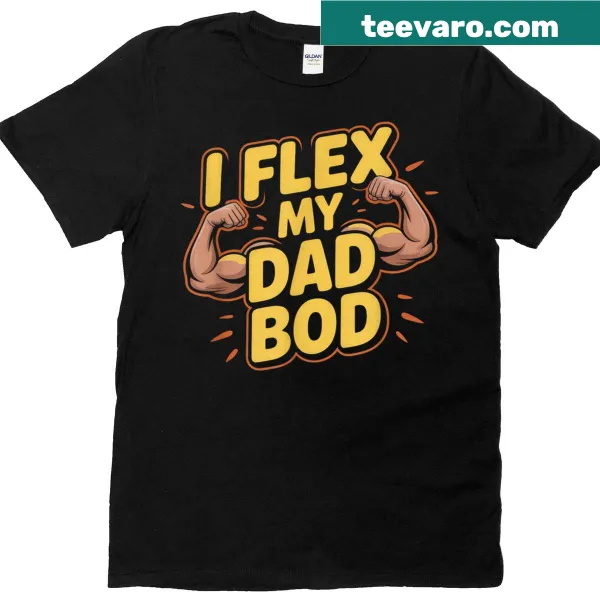 Funny T-shirt celebrating the dad bod with playful graphics.