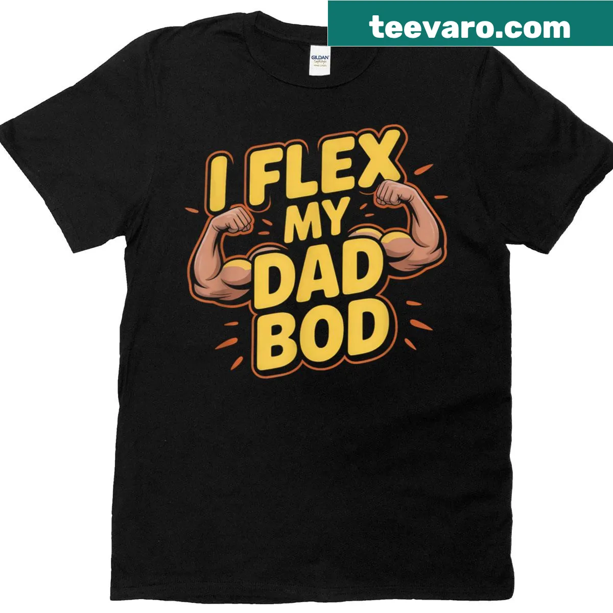 Funny T-shirt celebrating the dad bod with playful graphics. — on a men's t-shirt